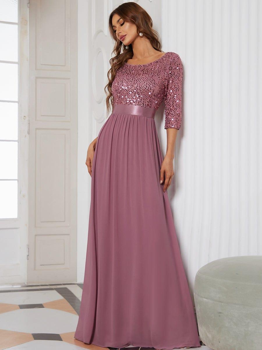 ever FLORENCE|Sequin Round Neckline Dress with Chiffon