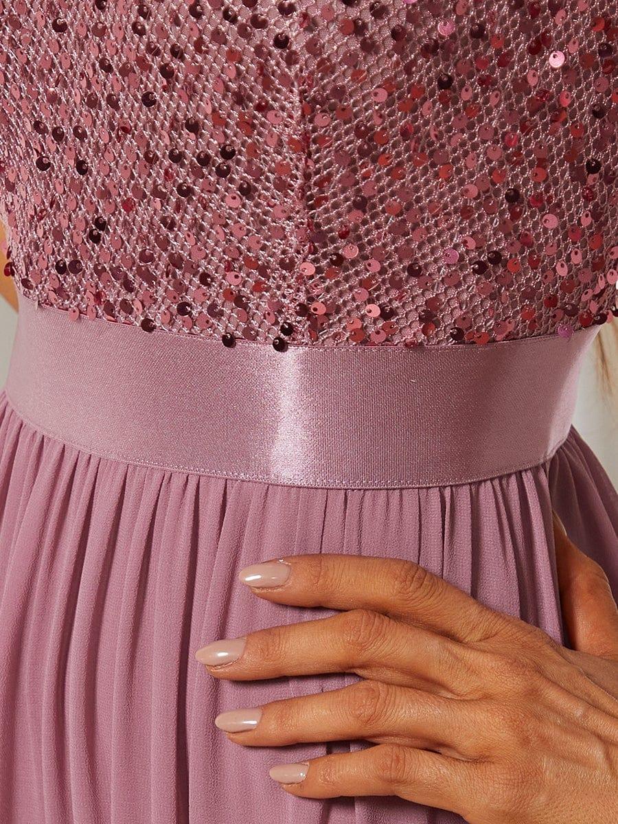 ever FLORENCE|Sequin Round Neckline Dress with Chiffon