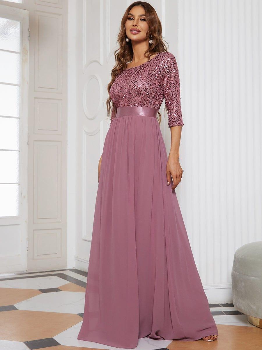 ever FLORENCE|Sequin Round Neckline Dress with Chiffon
