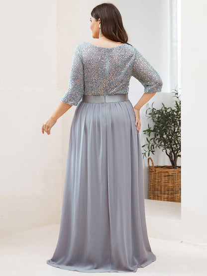 pretty FLORENCE|Plus Size Sequin 3/4 Sleeves Dresses