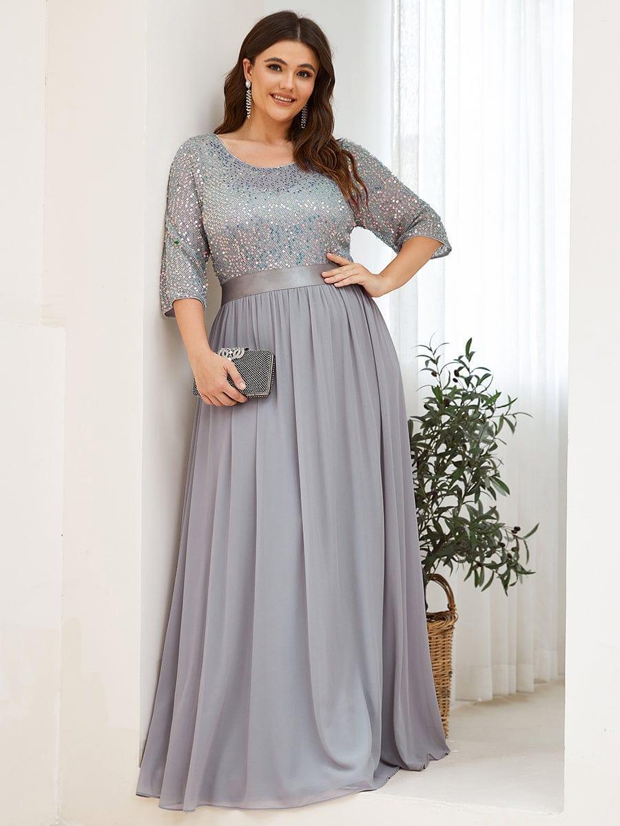pretty FLORENCE|Plus Size Sequin 3/4 Sleeves Dresses