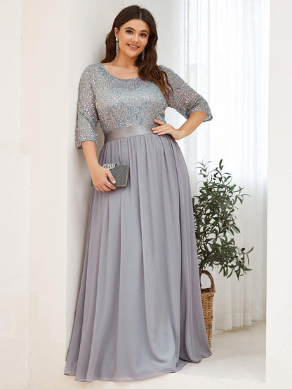 pretty FLORENCE|Plus Size Sequin 3/4 Sleeves Dresses