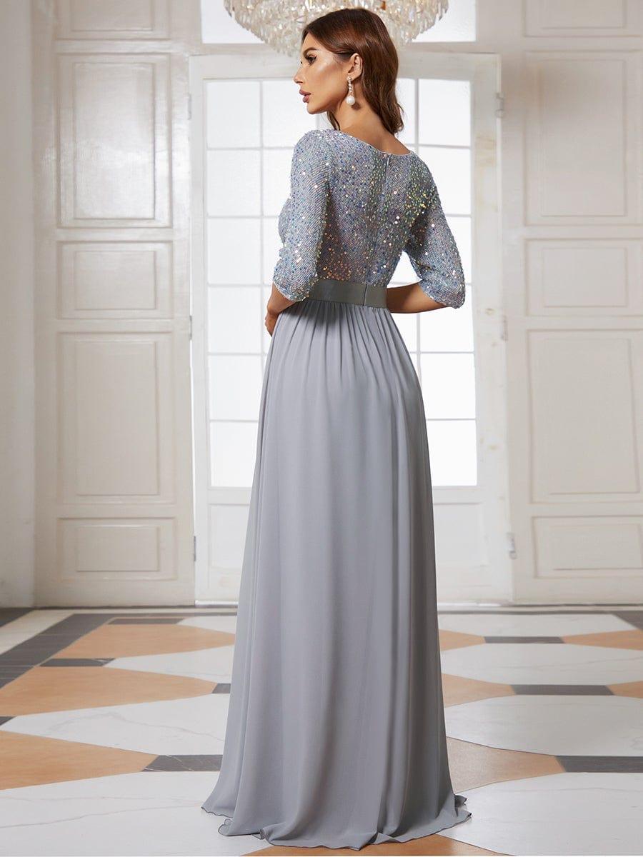 ever FLORENCE|Sequin Round Neckline Dress with Chiffon