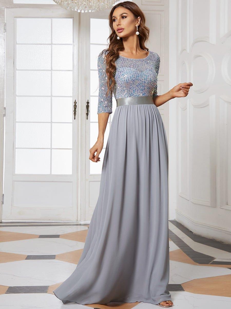 ever FLORENCE|Sequin Round Neckline Dress with Chiffon