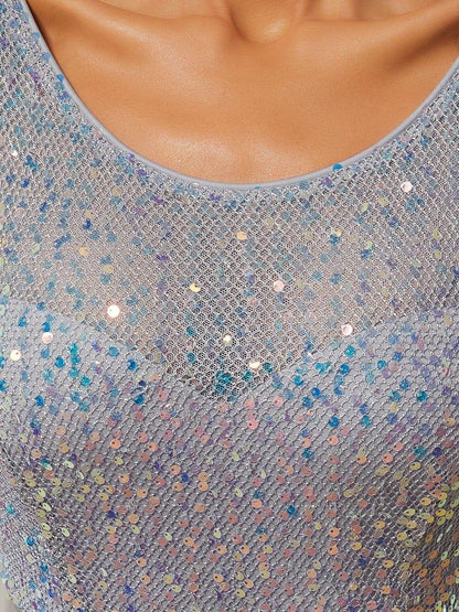 ever FLORENCE|Sequin Round Neckline Dress with Chiffon
