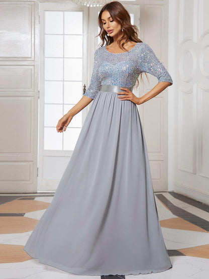 ever FLORENCE|Sequin Round Neckline Dress with Chiffon