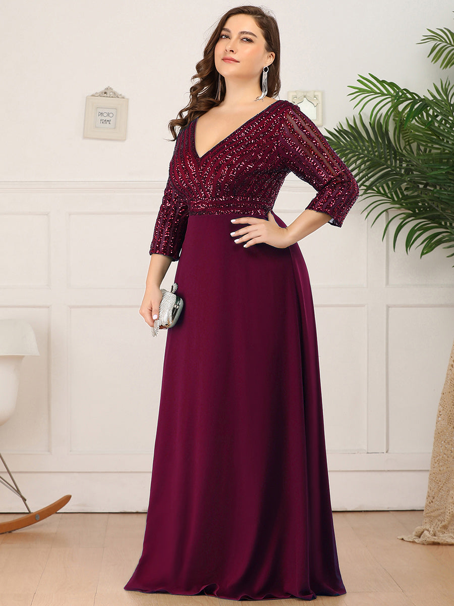 ever IRIS|Patchwork Chiffon Sequin A-Line Evening Dress