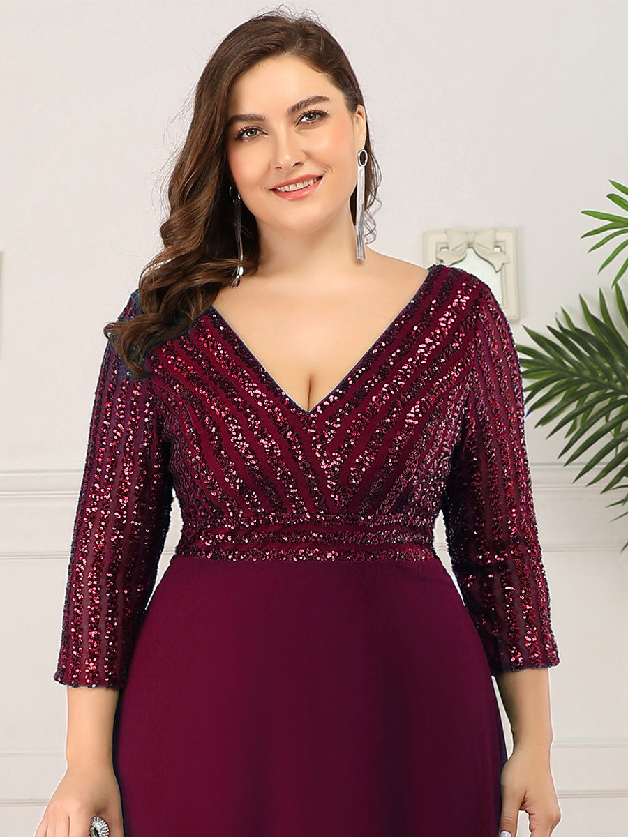 ever IRIS|Patchwork Chiffon Sequin A-Line Evening Dress
