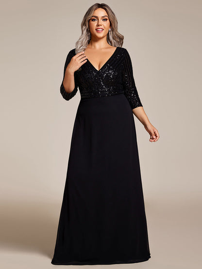 ever IRIS|Patchwork Chiffon Sequin A-Line Evening Dress