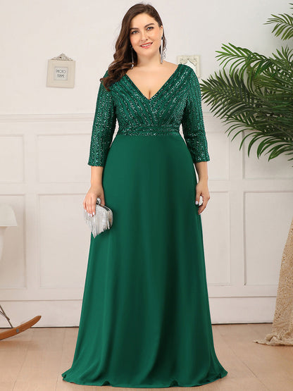 ever IRIS|Patchwork Chiffon Sequin A-Line Evening Dress