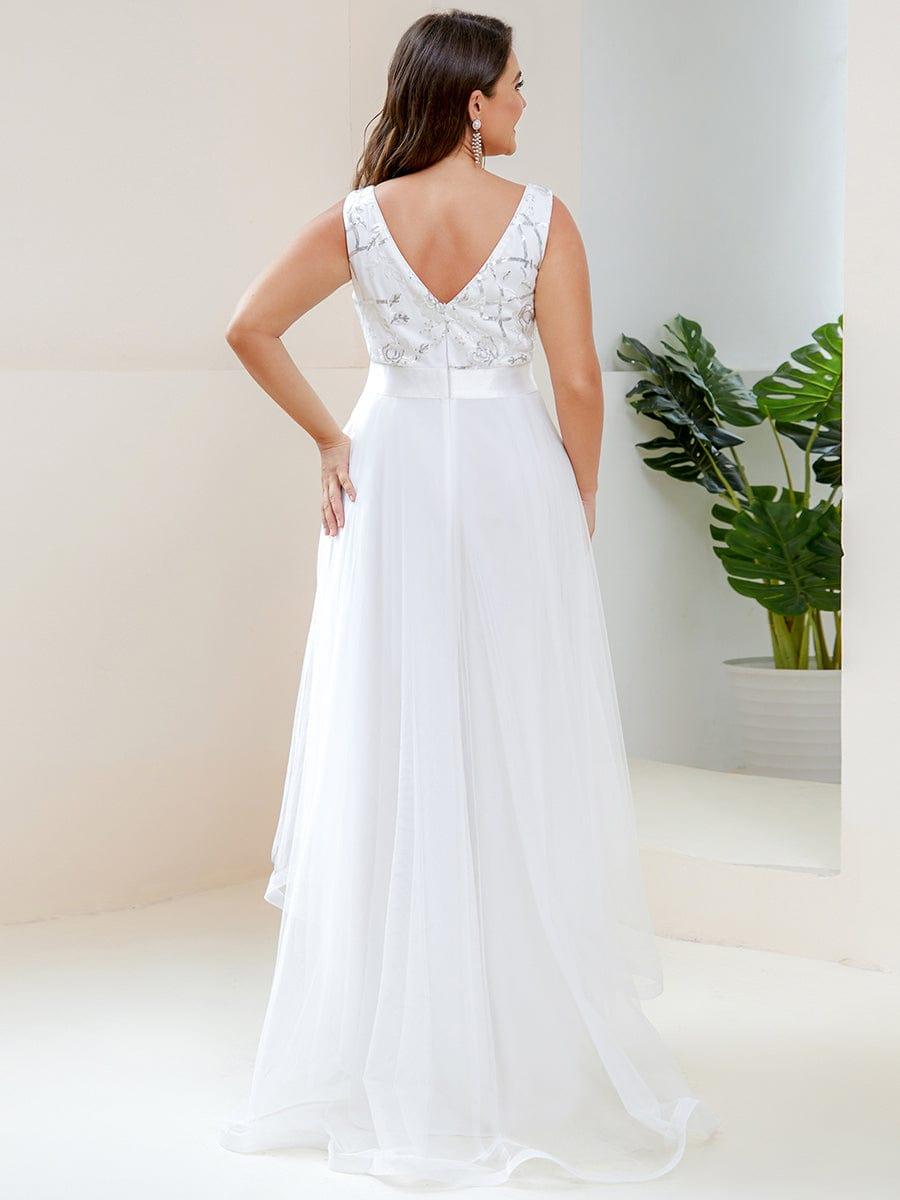 ever SASHIA|Fashion Sequin Appliques High-Low Tulle Elopement Dress for Wedding