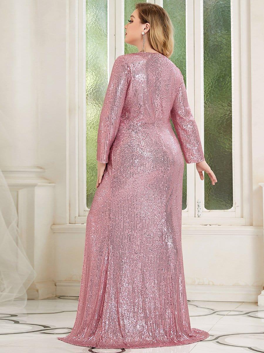 pretty NYX|Plus Size Sexy Deep V-Neck Sequin Bodice Formal Evening Gowns