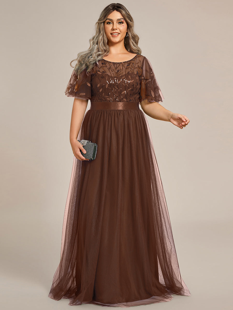 ever SAPHIR|Women's A-Line Short Sleeve Embroidery Floor Length Evening Dresses