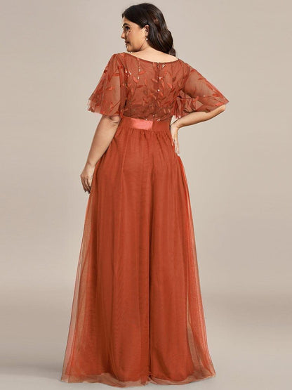 pretty SAPHIR|Plus Size Women's Embroidery Evening Dresses with Short Sleeve