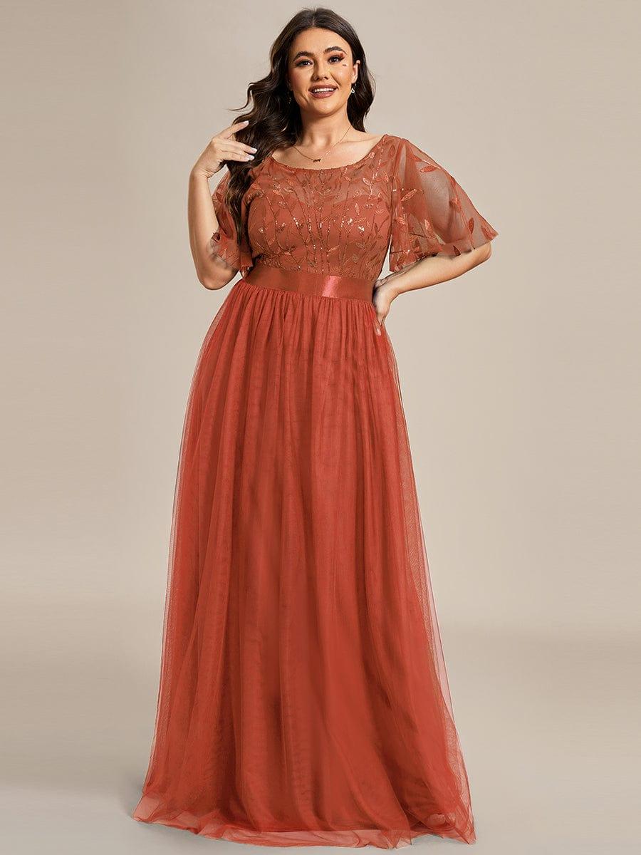 pretty SAPHIR|Plus Size Women's Embroidery Evening Dresses with Short Sleeve