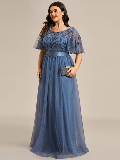 pretty SAPHIR|Plus Size Women's Embroidery Evening Dresses with Short Sleeve