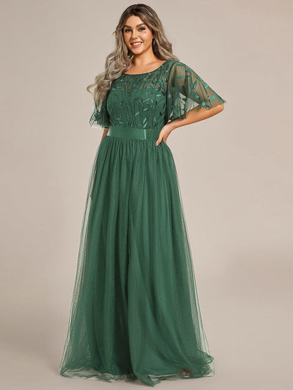 pretty SAPHIR|Plus Size Women's Embroidery Evening Dresses with Short Sleeve
