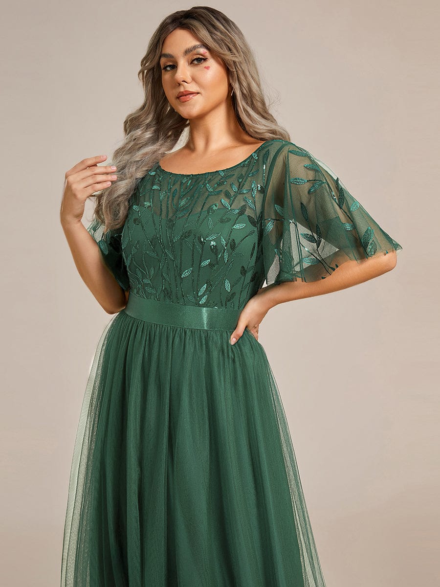ever SAPHIR|Women's A-Line Short Sleeve Embroidery Floor Length Evening Dresses