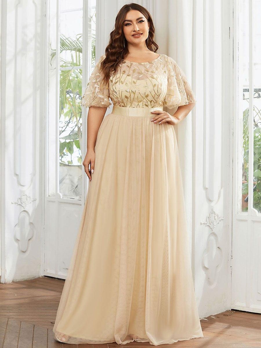 pretty SAPHIR|Plus Size Women's Embroidery Evening Dresses with Short Sleeve
