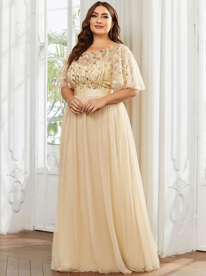 pretty SAPHIR|Plus Size Women's Embroidery Evening Dresses with Short Sleeve
