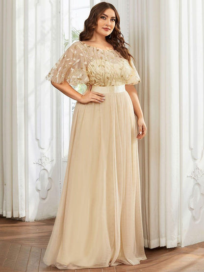 pretty SAPHIR|Plus Size Women's Embroidery Evening Dresses with Short Sleeve