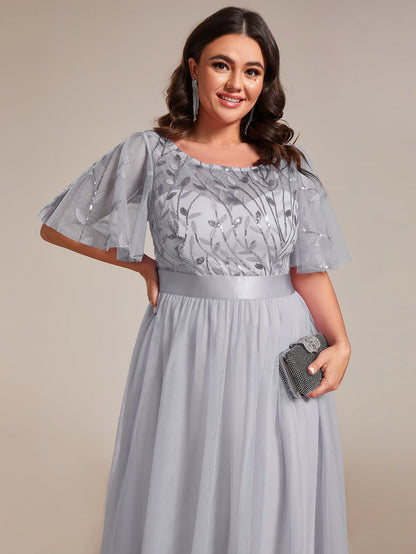 pretty SAPHIR|Plus Size Women's Embroidery Evening Dresses with Short Sleeve