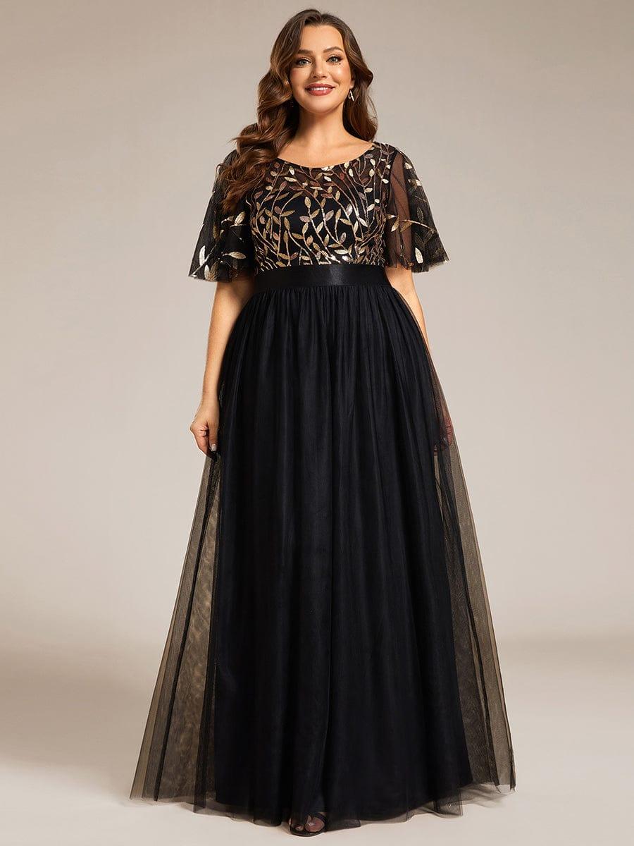 pretty SAPHIR|Plus Size Women's Embroidery Evening Dresses with Short Sleeve