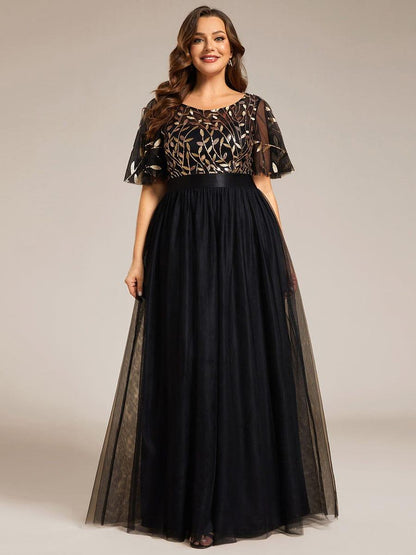 pretty SAPHIR|Plus Size Women's Embroidery Evening Dresses with Short Sleeve