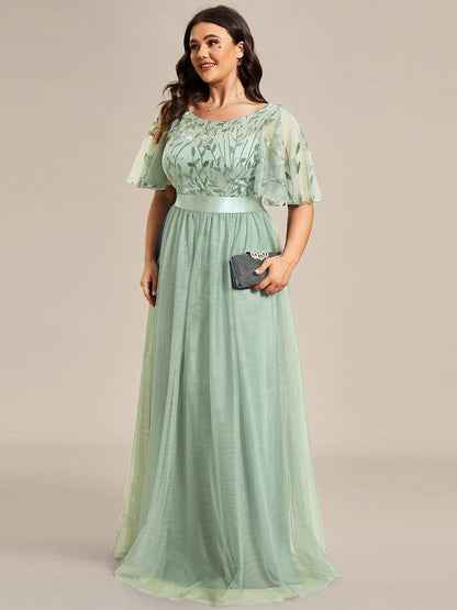 pretty SAPHIR|Plus Size Women's Embroidery Evening Dresses with Short Sleeve