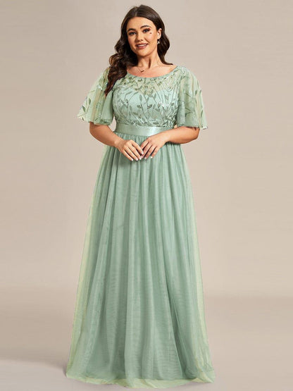 pretty SAPHIR|Plus Size Women's Embroidery Evening Dresses with Short Sleeve