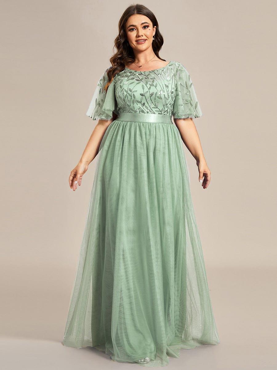 pretty SAPHIR|Plus Size Women's Embroidery Evening Dresses with Short Sleeve