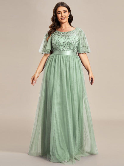 pretty SAPHIR|Plus Size Women's Embroidery Evening Dresses with Short Sleeve