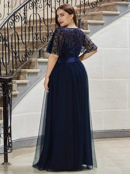 pretty SAPHIR|Plus Size Women's Embroidery Evening Dresses with Short Sleeve