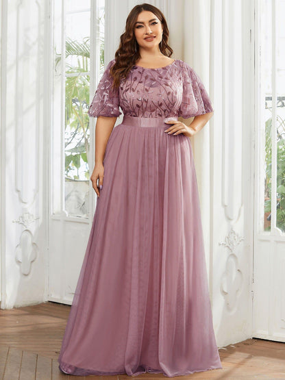pretty SAPHIR|Plus Size Women's Embroidery Evening Dresses with Short Sleeve