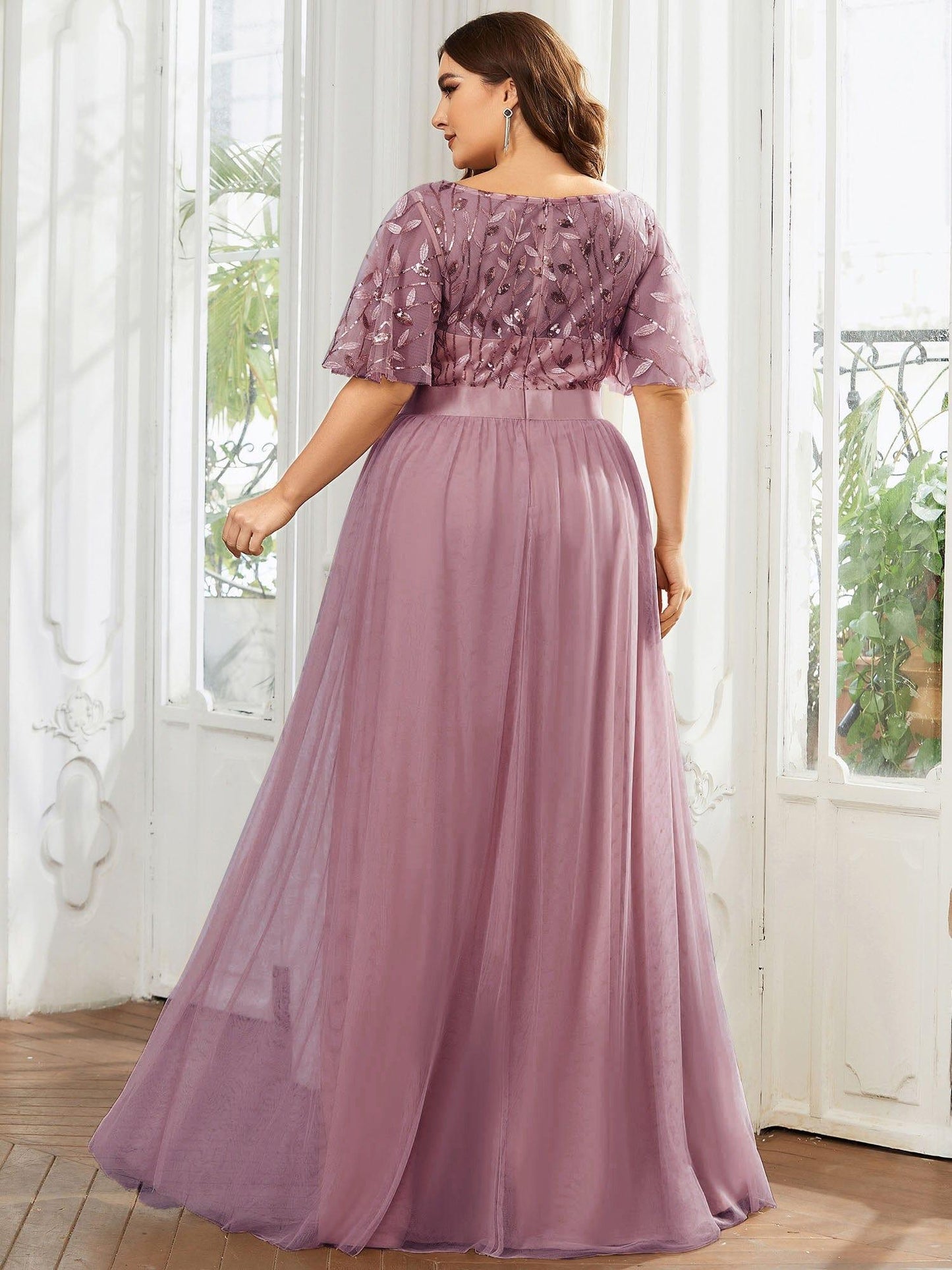 pretty SAPHIR|Plus Size Women's Embroidery Evening Dresses with Short Sleeve