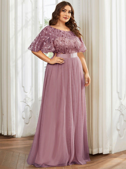 pretty SAPHIR|Plus Size Women's Embroidery Evening Dresses with Short Sleeve
