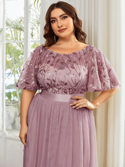 pretty SAPHIR|Plus Size Women's Embroidery Evening Dresses with Short Sleeve