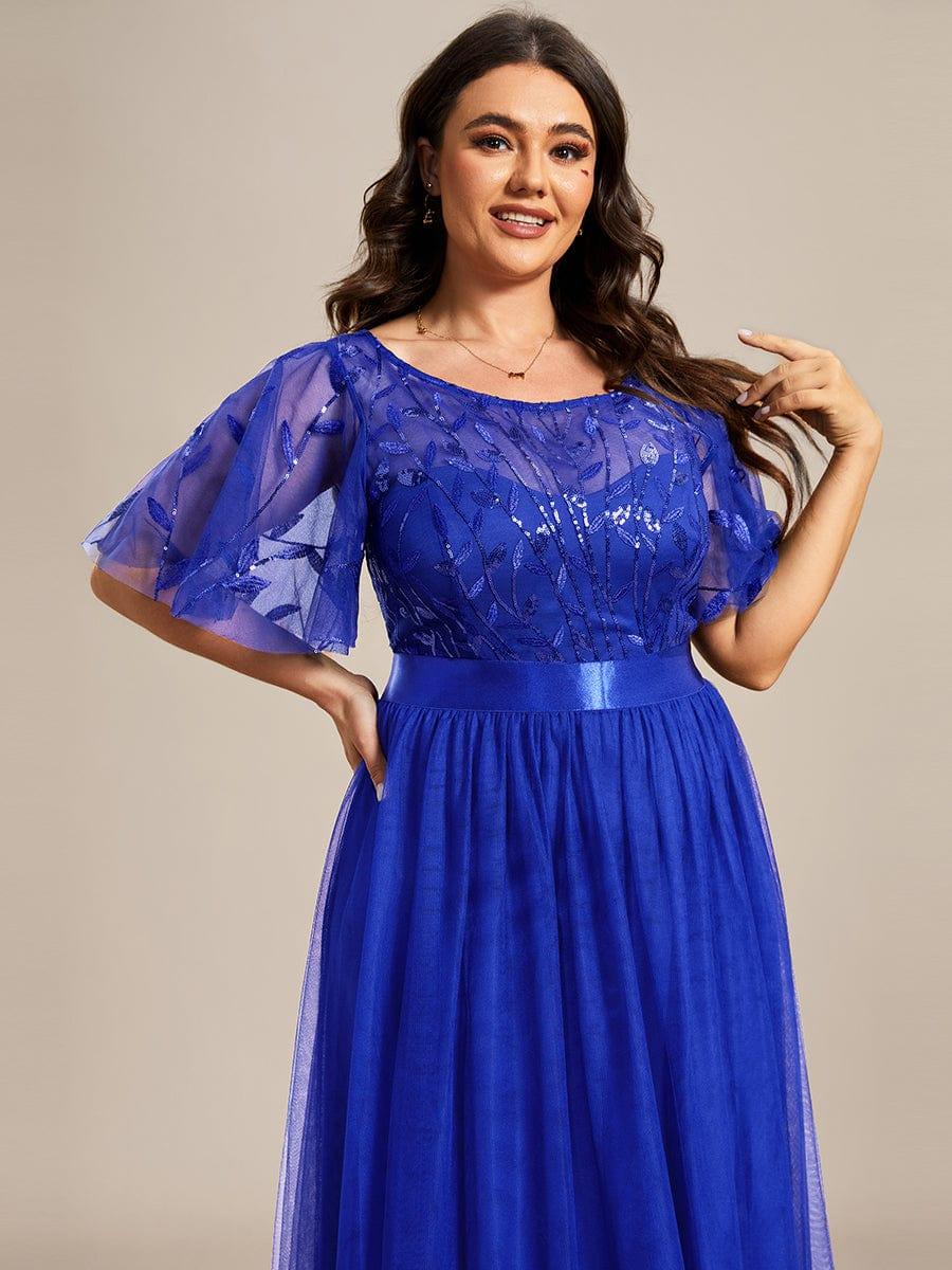 ever SAPHIR|Women's A-Line Short Sleeve Embroidery Floor Length Evening Dresses