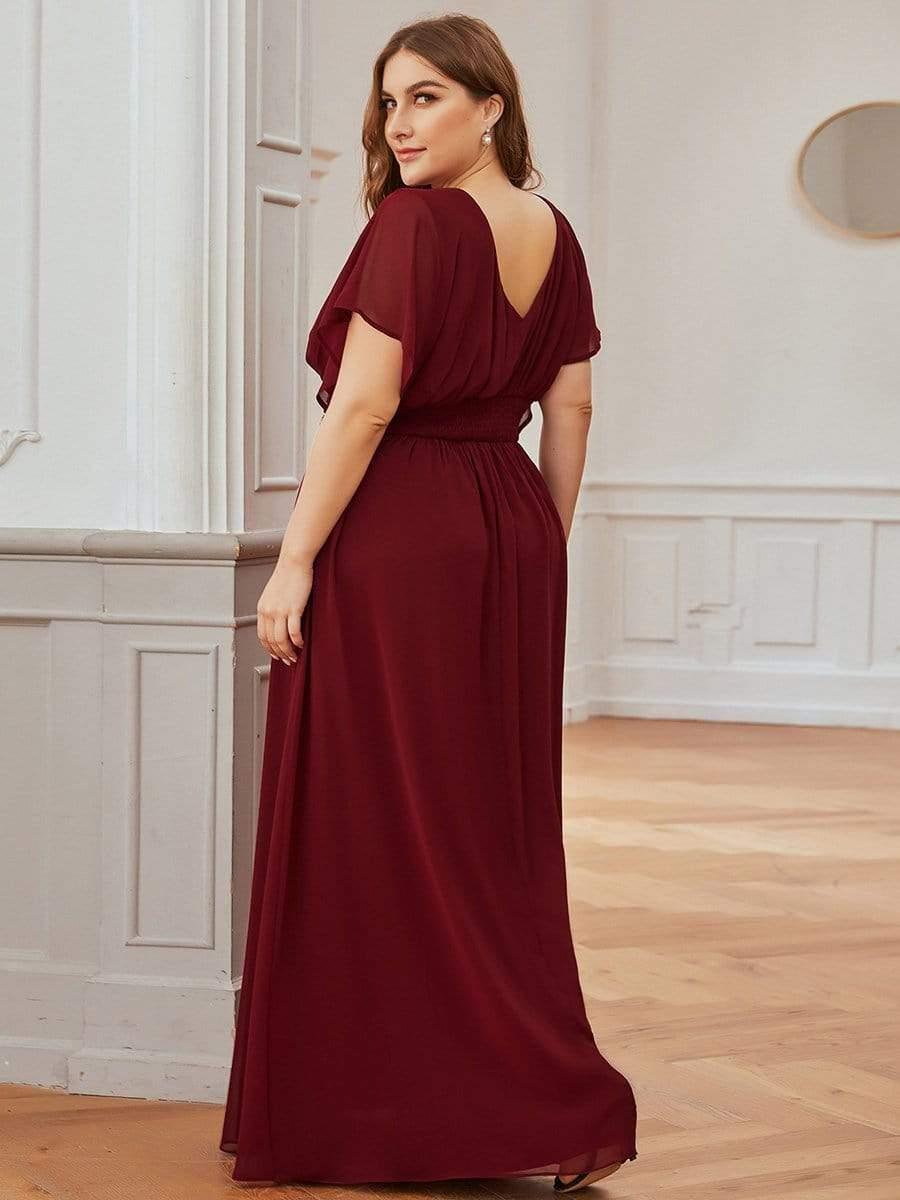 pretty AMBRYN|Plus Size Empire Waist Chiffon Formal Maxi Evening Dress