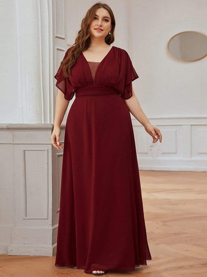 pretty AMBRYN|Plus Size Empire Waist Chiffon Formal Maxi Evening Dress