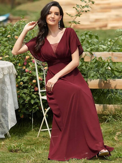 ever AMBRYN|Women's A-Line Empire Waist Maxi Chiffon Evening Dress