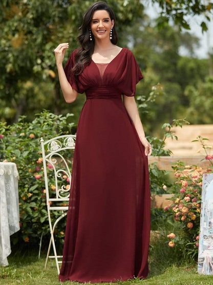 ever AMBRYN|Women's A-Line Empire Waist Maxi Chiffon Evening Dress
