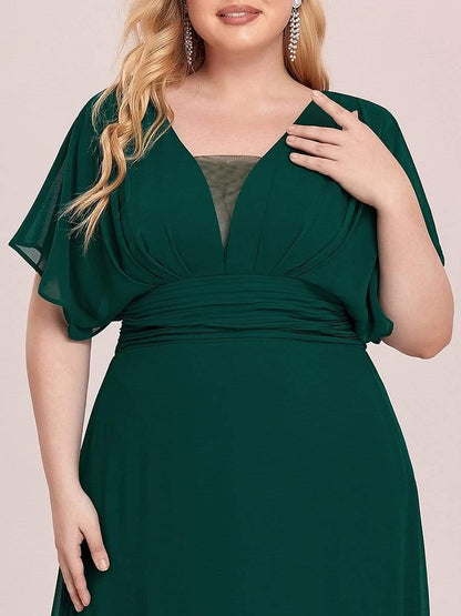 pretty AMBRYN|Plus Size Empire Waist Chiffon Formal Maxi Evening Dress