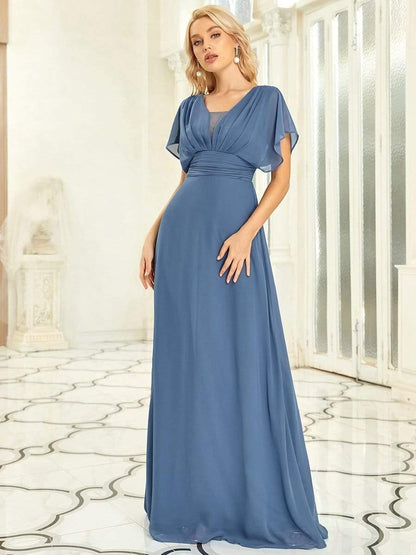 ever AMBRYN|Women's A-Line Empire Waist Maxi Chiffon Evening Dress