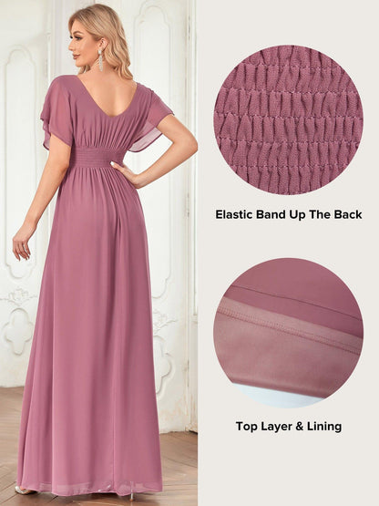 ever AMBRYN|Women's A-Line Empire Waist Maxi Chiffon Evening Dress