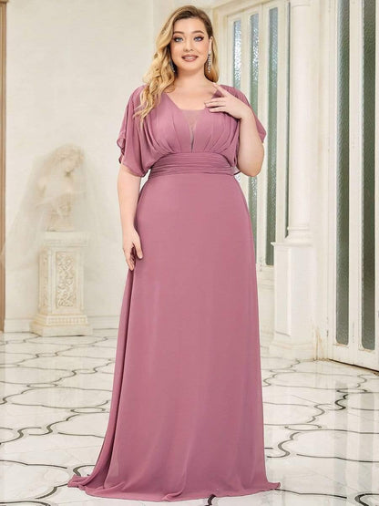 pretty AMBRYN|Plus Size Empire Waist Chiffon Formal Maxi Evening Dress