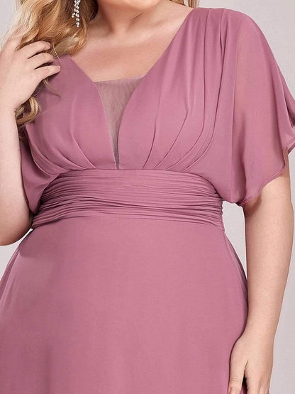 pretty AMBRYN|Plus Size Empire Waist Chiffon Formal Maxi Evening Dress