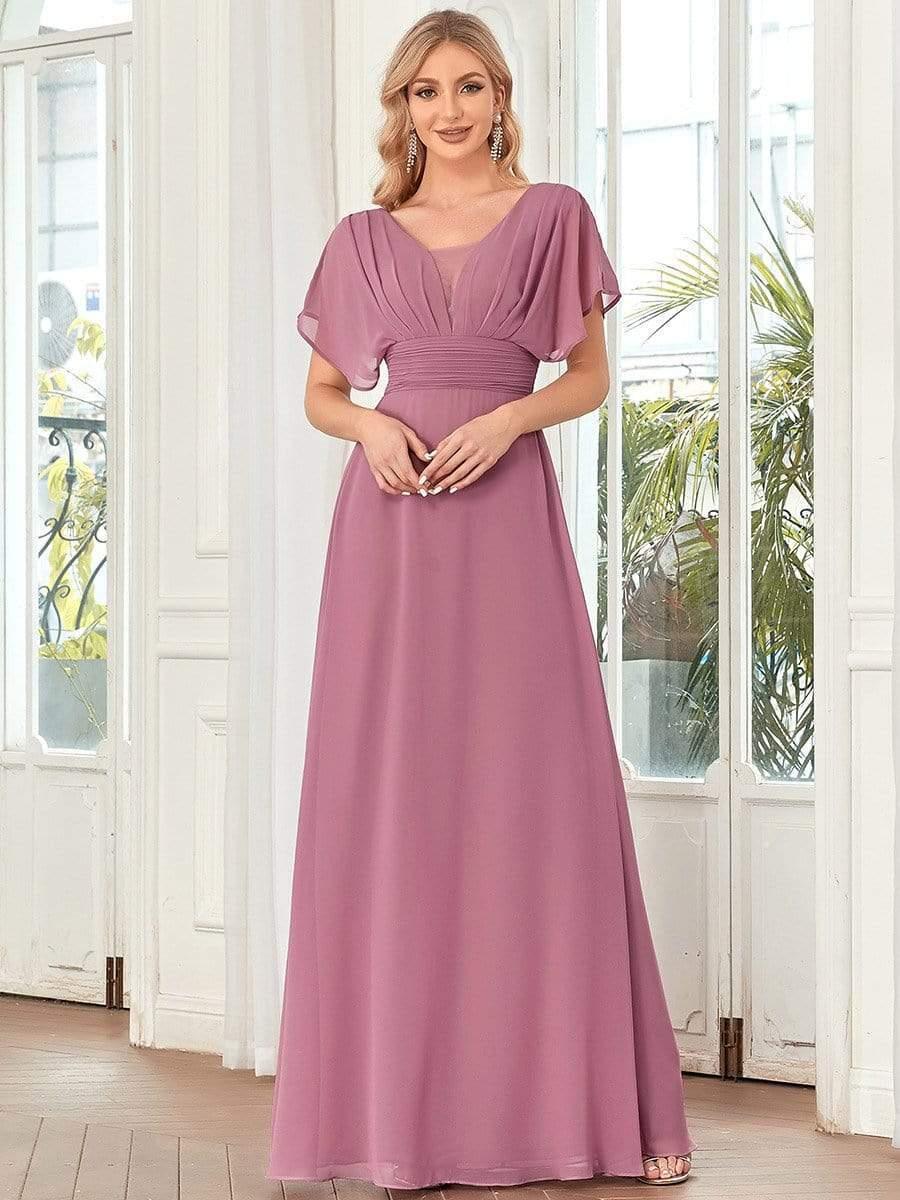 ever AMBRYN|Women's A-Line Empire Waist Maxi Chiffon Evening Dress