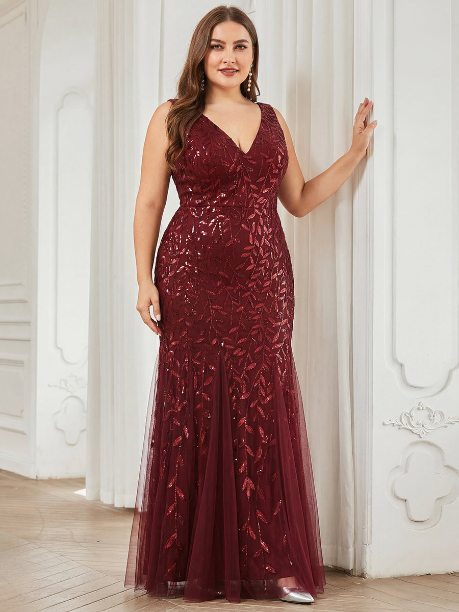 pretty ORIEL|Plus Size Maxi Sequin Formal Dresses & Gowns
