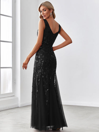 ever ORIEL|Women's Double V-Neck Fishtail Sequin Evening Dress